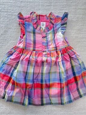 Adorable Gap Pink 💓 Plaid Cotton Dress 12-18mo 👑
